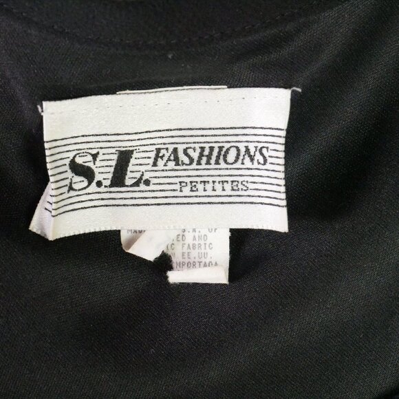 S.L. Fashions Petite Womens Size 14P Black Layered Semi Sher Blouse Pad Shoulder - Picture 5 of 15